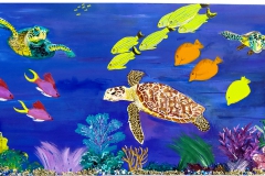 3 sea turtles and friends  30 x 15   $250