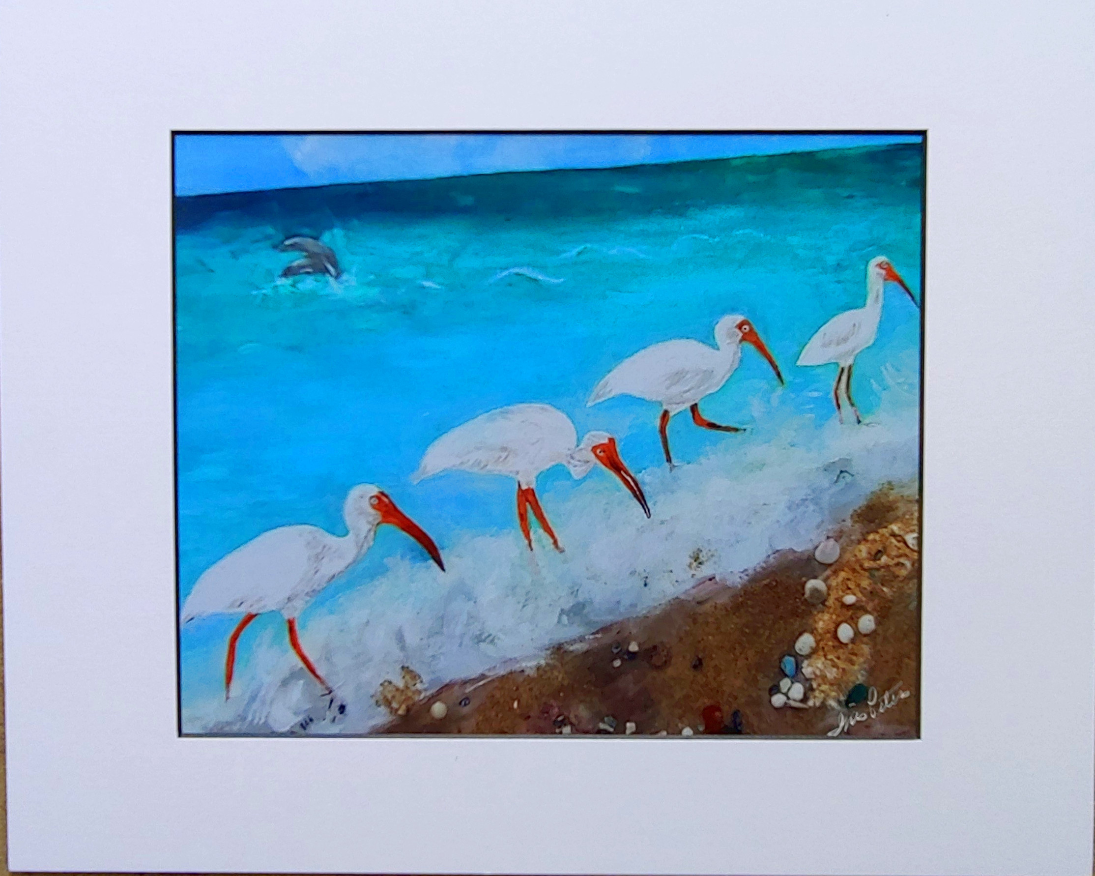 ibis on beach print  total size $25
