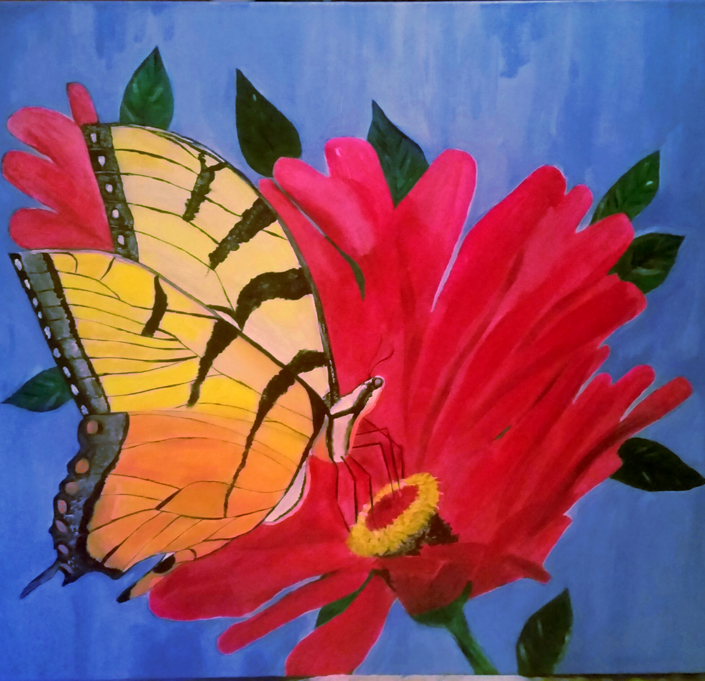 Butterfly on Flower 24 x 24